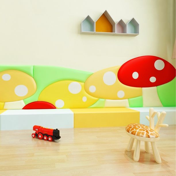 Panou de perete Soft Play cu burete, model Mushroom, pentru locuri de joaca de interior