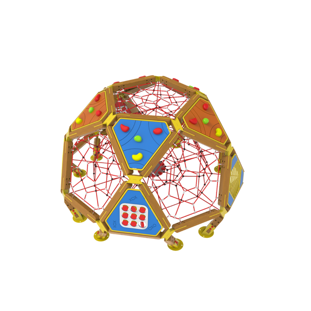 Sistem de catarare pentru copii de exterior Arhimede 1, 5-16 ani, 360x360x210 cm, lemn