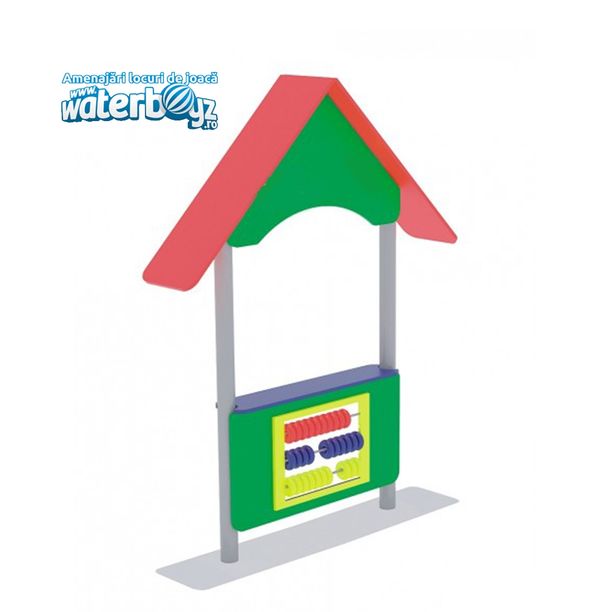 Panou educativ de exterior pentru copii Socotitoare, 0-5 ani, 150x30x190 cm, metal si plastic HDPE, multicolor