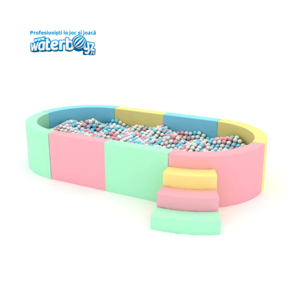 Piscina cu bile Soft Play, ovala, multicolor