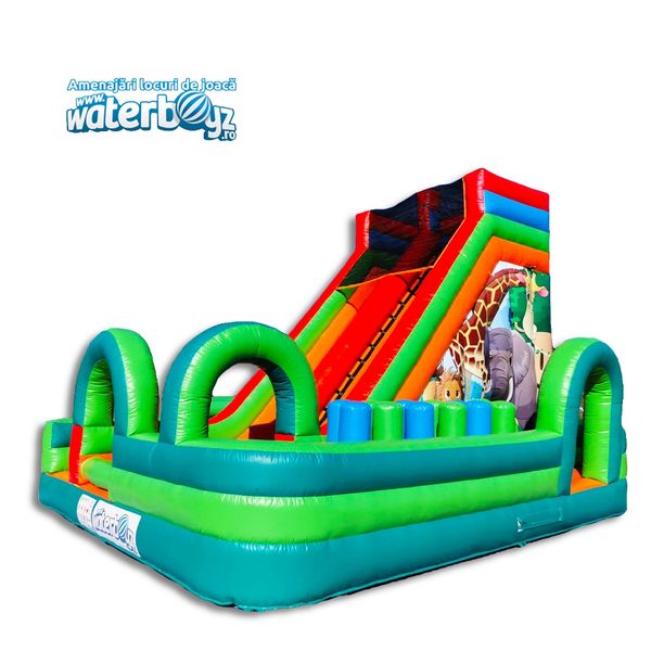 Animals World Green Inflatable Slide
