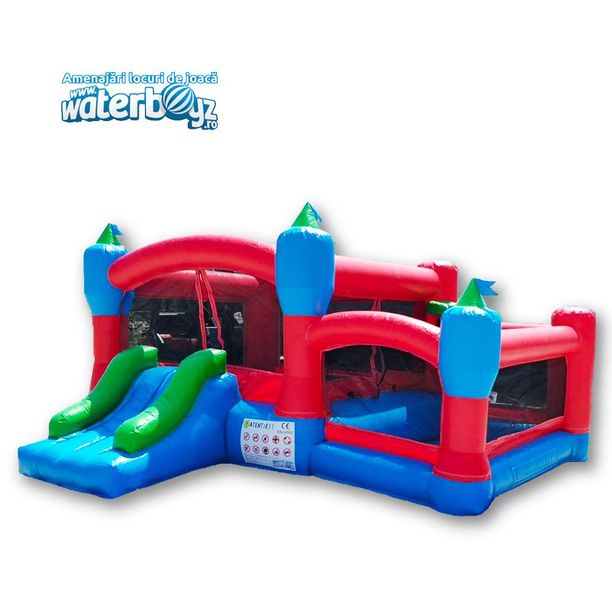 Tobogan gonflabil profesional cu bouncer și piscina pentru bile, +3 ani, 450x400x300 cm