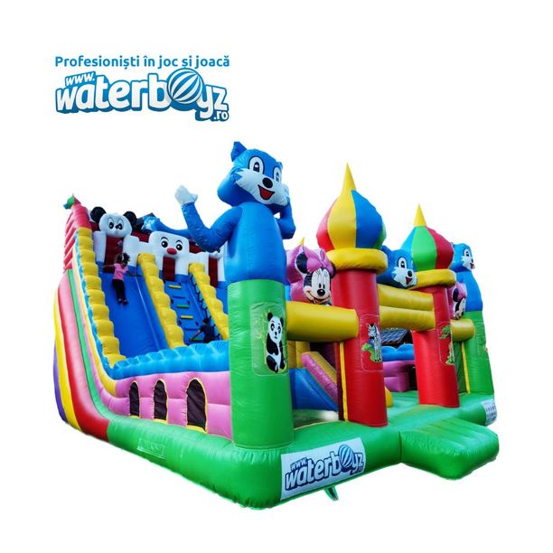 Tobogan gonflabil profesional cu orasel Disney cu doua pante