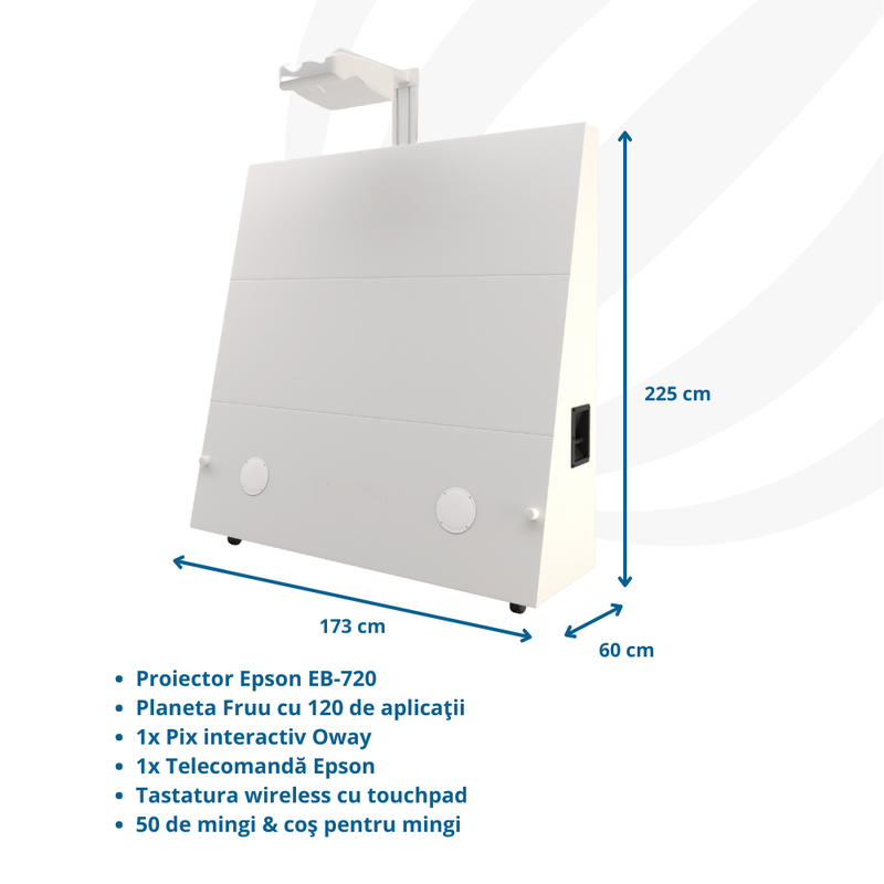 Panou interactiv Knowla Wall pentru perete, proiector cu panou interactiv, 173x60x225 cm, +3 ani
