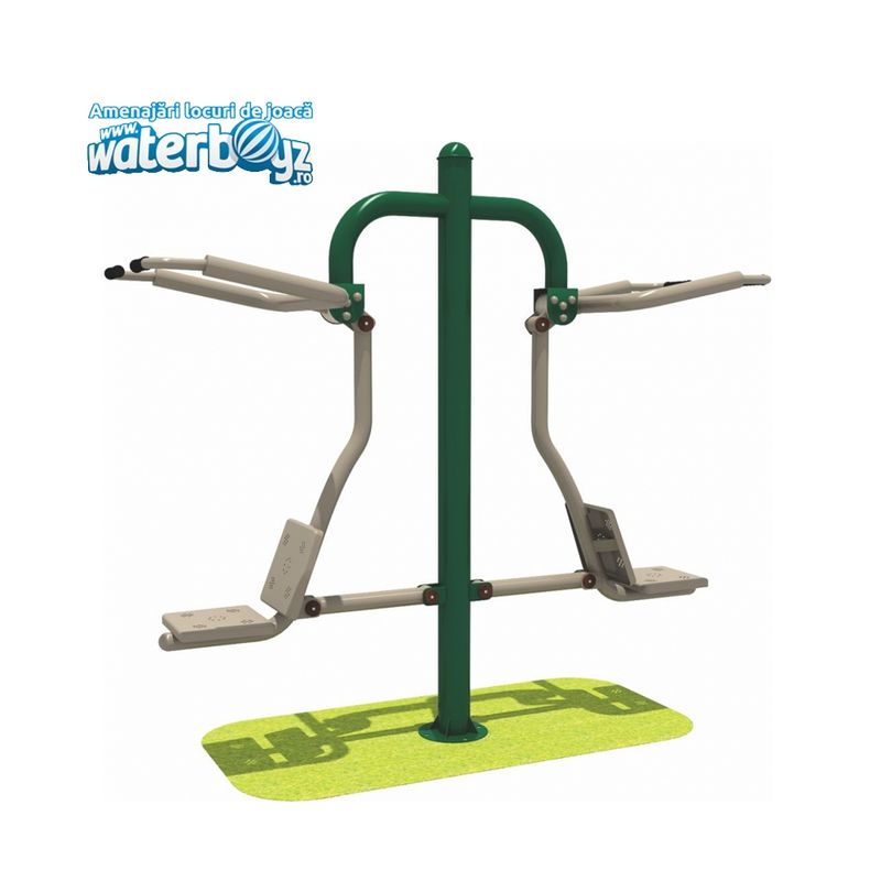 Aparat de fitness pentru piept dublu Model 2 pentru exterior, 220 cm x 70 cm x 180 cm, metal si plastic LLDPE