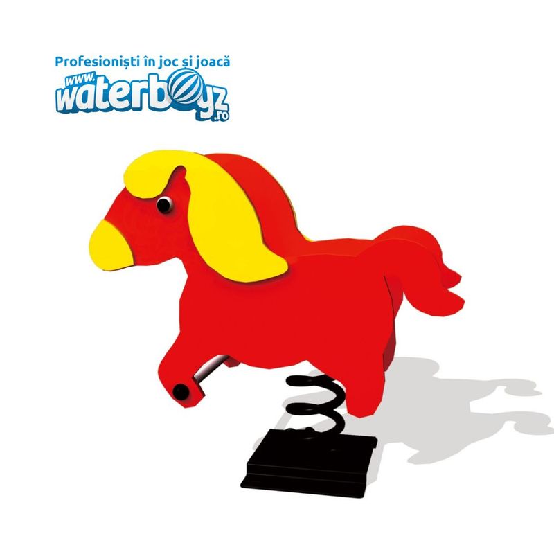 Balansoar pe arc pentru copii Calut Model 5, 1-4 ani, 75x40x70 cm, metal si plastic HDPE, rosu