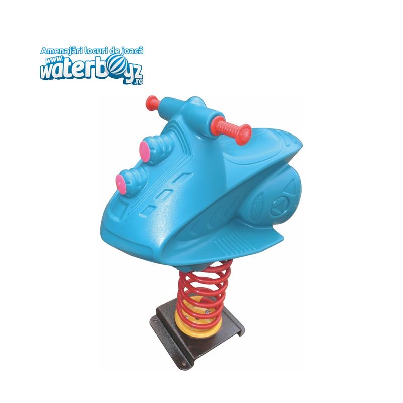 Balansoar pe arc pentru copii Funny Skijet, 1-4 ani, 70x50x70 cm, metal si plastic LLDPE, albastru