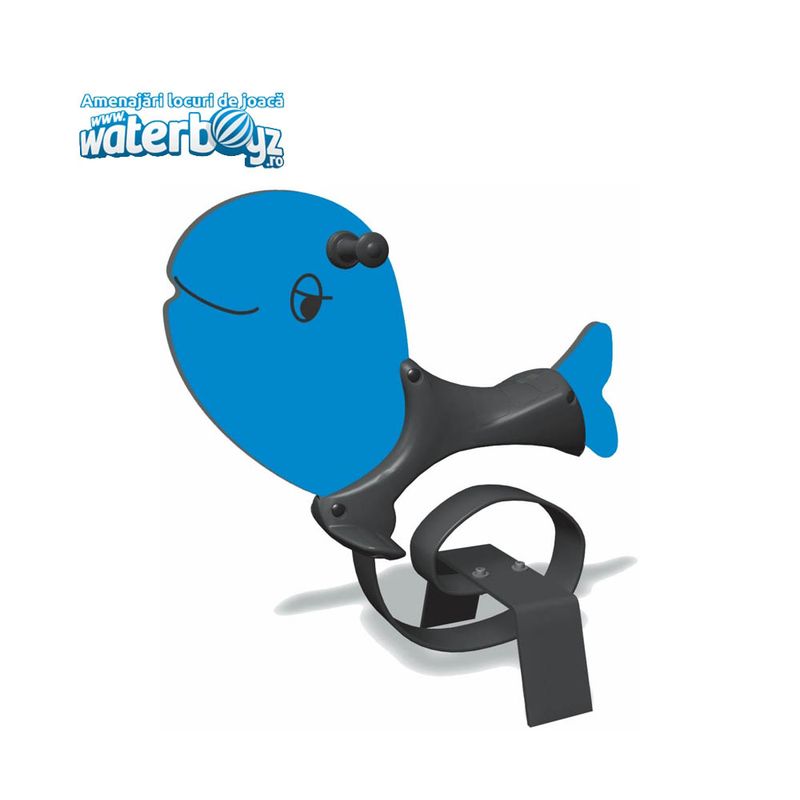 Balansoar pe arc pentru copii Modern Balena, 1-4 ani, metal si plastic HDPE, albastru