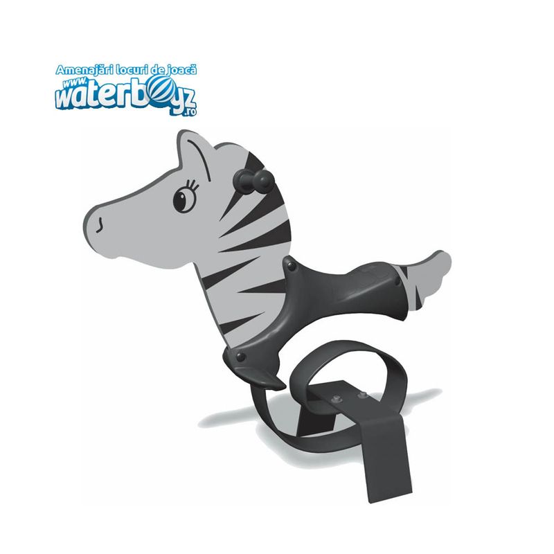 Balansoar pe arc pentru copii Modern Zebra, 1-4 ani, metal si plastic HDPE, gri