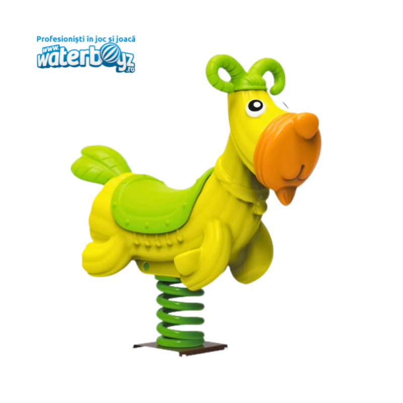 Balansoar pe arc pentru copii Funny Berbecut, 1-4 ani, 68x39x105 cm, metal si plastic LLDPE, verde