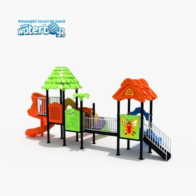 Complex de joaca pentru copii de metal Padurea Fermecata 30, exterior, 3-12 ani, 800x350x380 cm