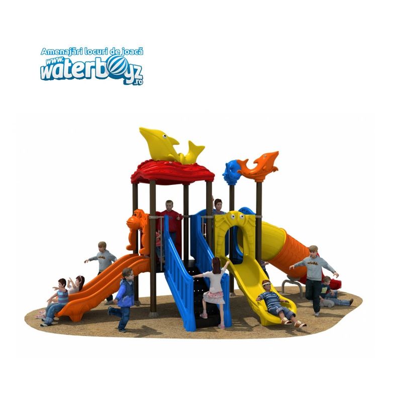 Complex de joaca pentru copii de metal Deep Sea, exterior, 3-12 ani, 650x310x340 cm