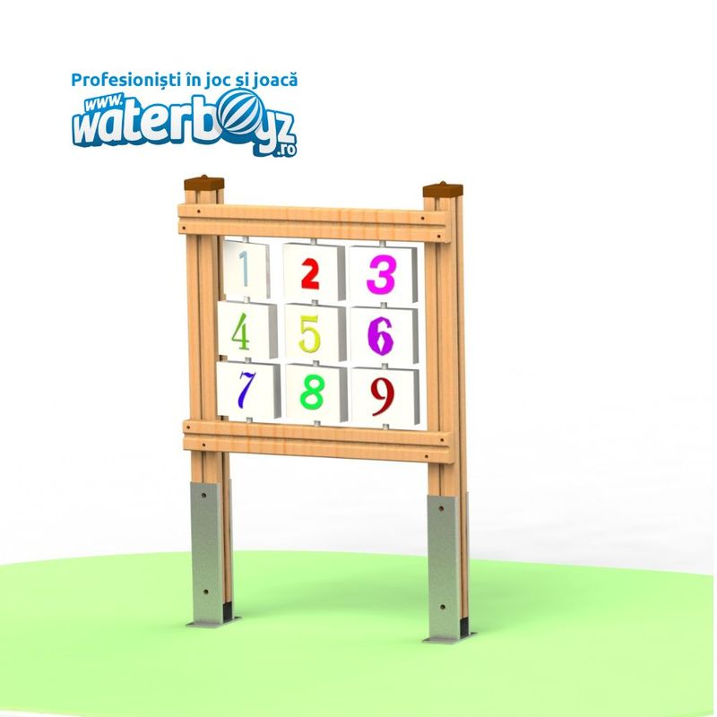 Panou educativ Numere pentru copii, 2-6 ani, 69x11x105 cm, lemn, multicolor
