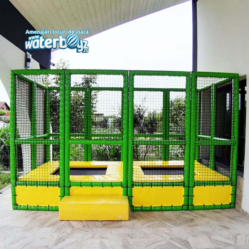 Trambulina modulara elastica pentru interior cu 2 locuri Junior, 400x204x200 cm, 3-12 ani