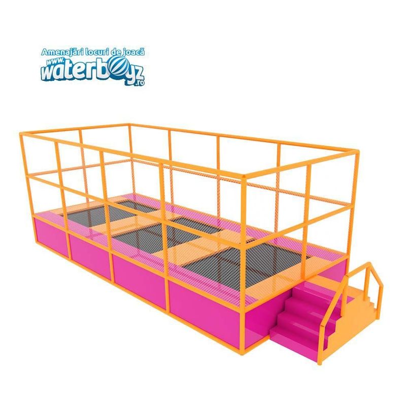 Trambulina modulara elastica pentru interior cu 3 locuri Olimpica, 776x322x300 cm, 3-12 ani