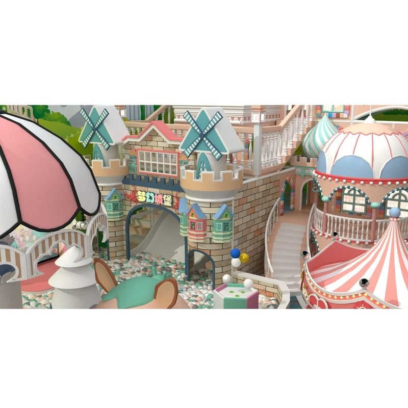 Amenajare completa loc de joaca de interior la cheie Pink Castle 365 m2, 3-12 ani