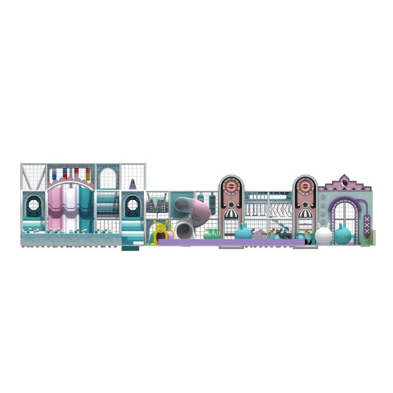 Amenajare completa loc de joaca de interior la cheie Turquoise Pastel 200 mp, 3-12 ani