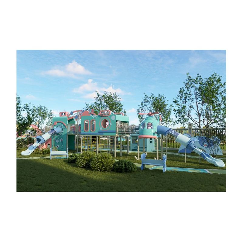 Amenajare completa loc de joaca de exterior la cheie Kiddie Land, 3-15 ani, 1880x600x430 cm
