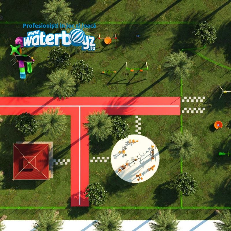 Amenajare completa loc de joaca de exterior la cheie Red Course