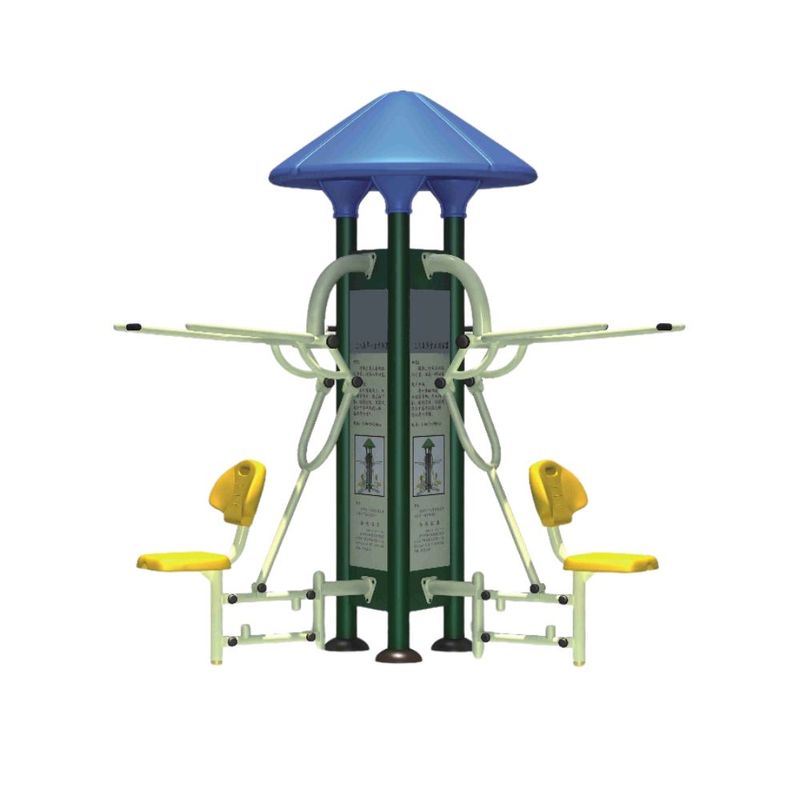 Aparat de fitness dublu pentru picioare Model 4 pentru exterior, 260x260x220 cm, metal si plastic LLDPE
