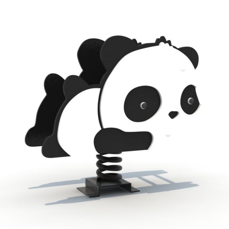 Balansoar pe arc pentru copii Panda Model 2, 1-4 ani, 58x37x58 cm, metal si plastic HDPE, alb-negru