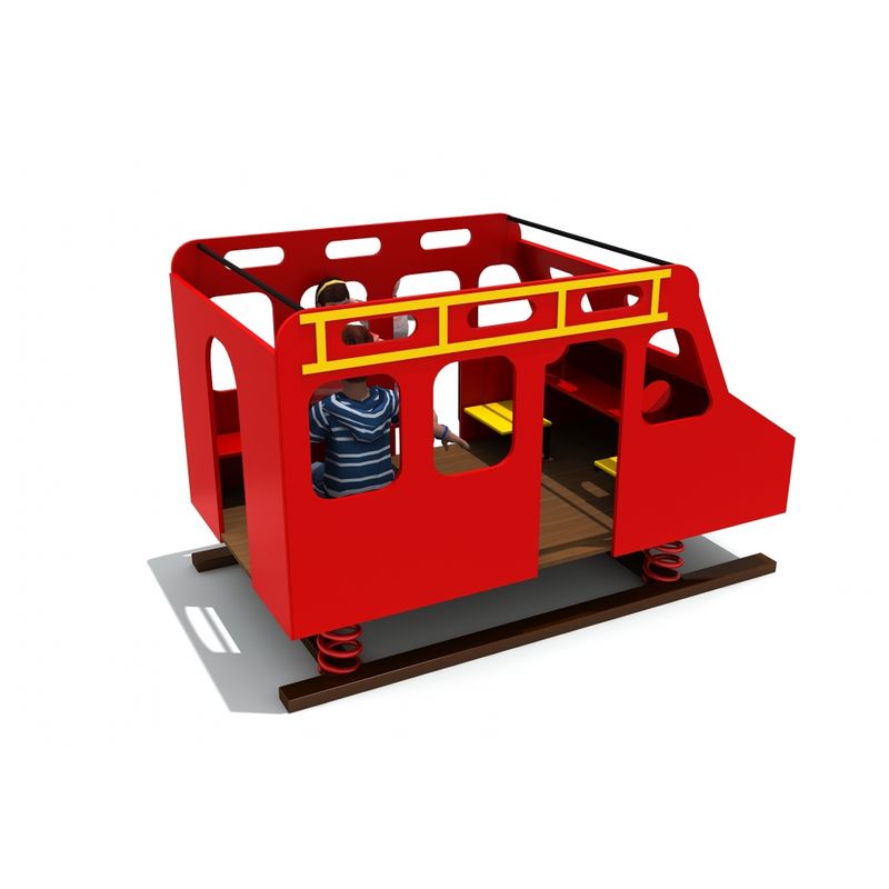 Balansoar pe arc pentru copii Pompieri, 1-4 ani, metal si plastic HDPE, rosu, 65x65x45 cm