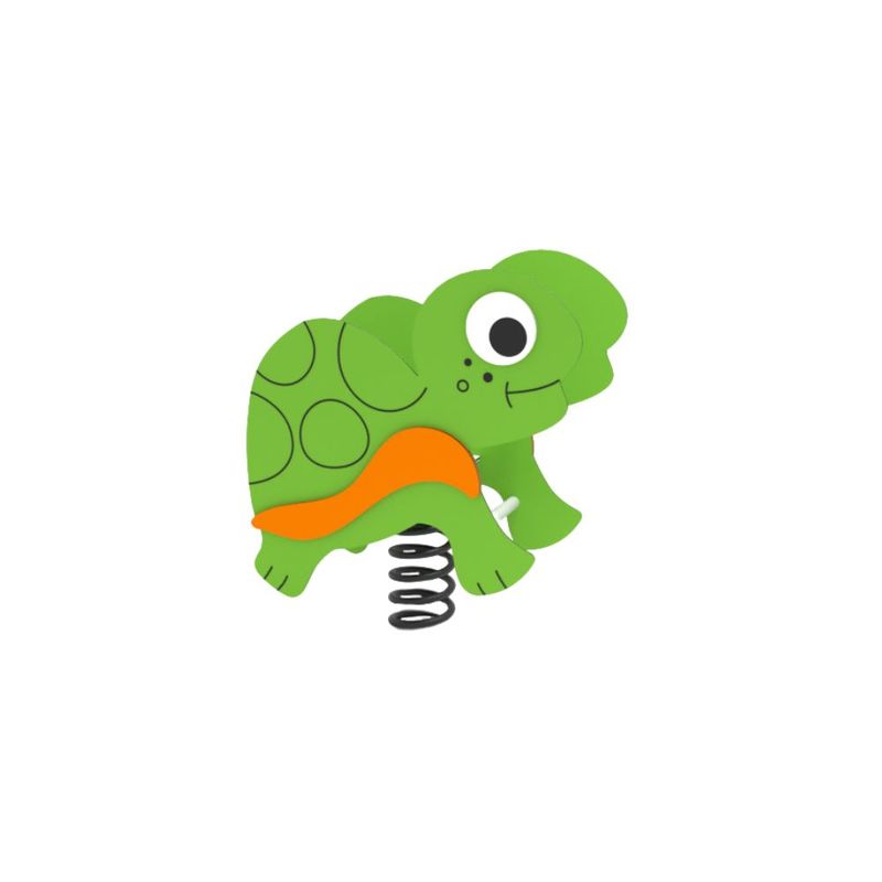 Balansoar pe arc pentru copii Turtle, 3-10 ani, 94x45 cm, metal si plastic HDPE, verde