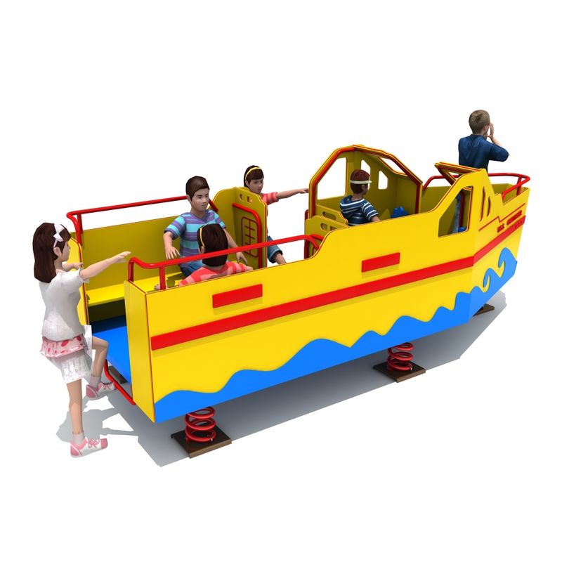 Balansoar pe arc pentru copii Vaporas, 1-4 ani, metal si plastic HDPE, galben, 340x130x130 cm