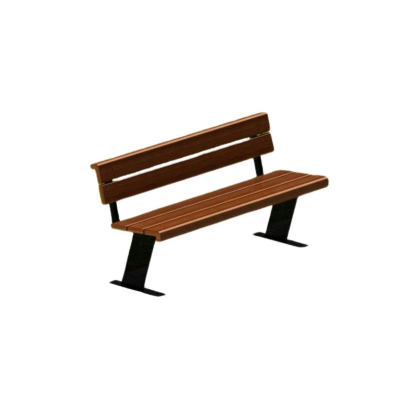 Wooden park bench with backrest 3
