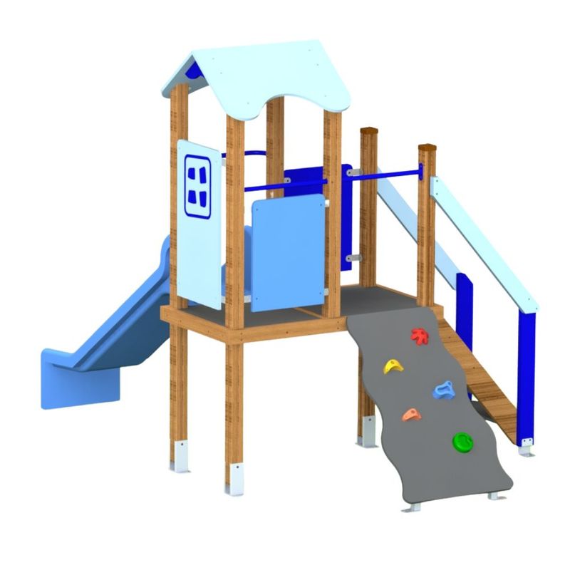 Complex de joaca de exterior Blue House 2, 2-6 ani, 295x188x221 cm