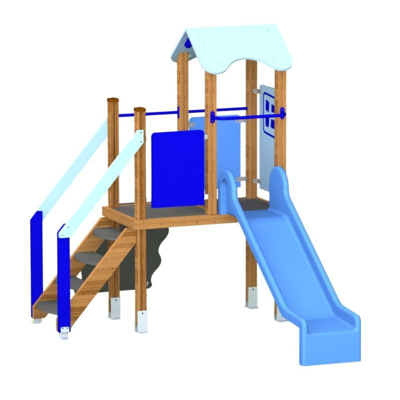 Complex de joaca de exterior Blue House 2, 2-6 ani, 295x188x221 cm