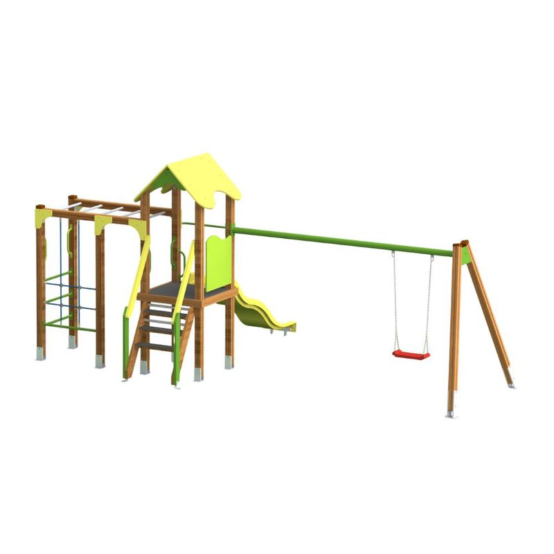 Complex de joaca de exterior Happy Nature model 29, 3-12 ani, 576x437x262 cm