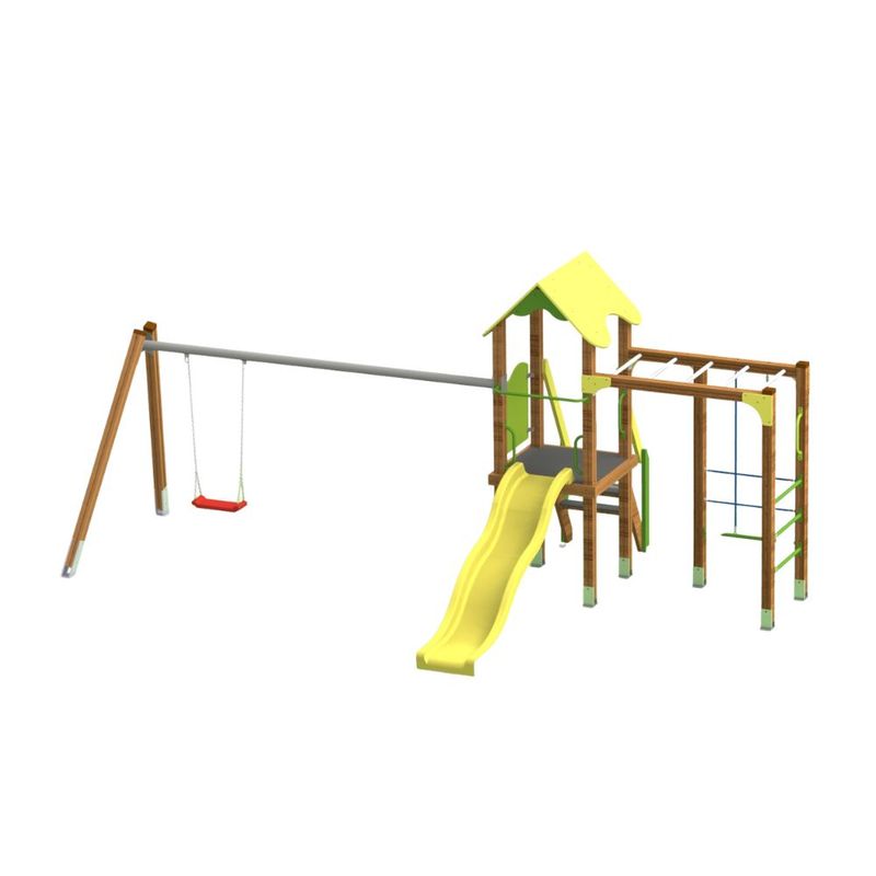 Complex de joaca de exterior Happy Nature model 29, 3-12 ani, 576x437x262 cm