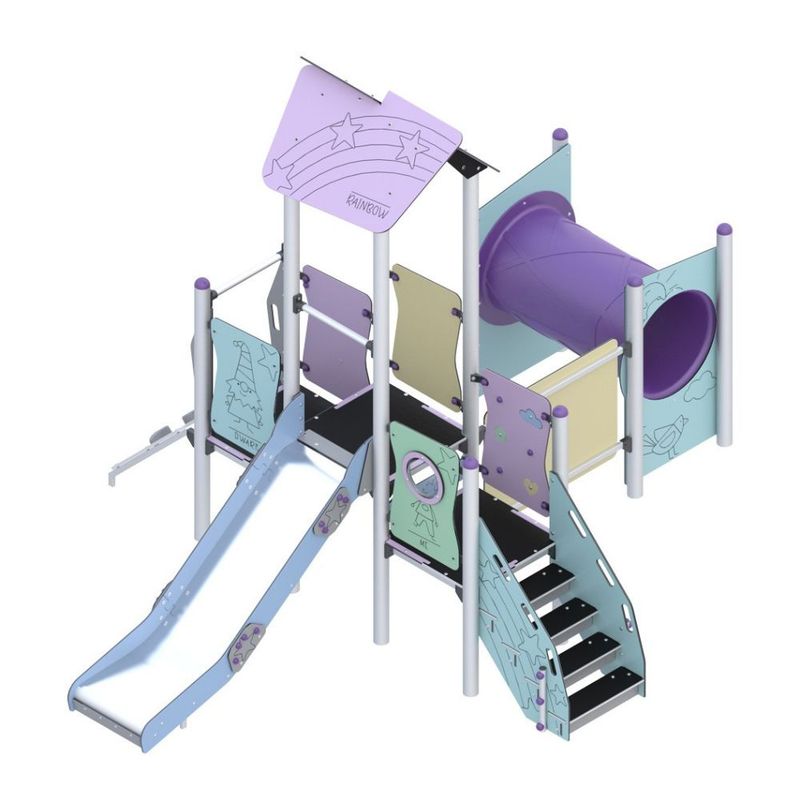 Complex de joaca din metal pentru copii Pastel Magic Tower, exterior, +5 ani,  382x298x281 cm