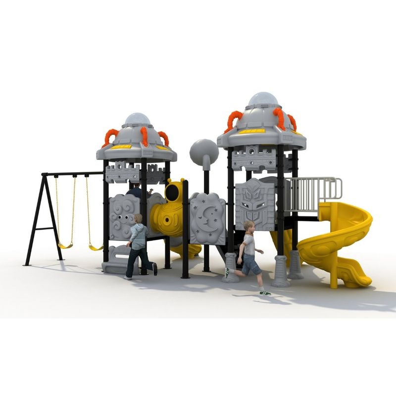 Complex de joaca pentru copii de metal Double Spaceship, exterior, 3-15 ani, 860x400x380 cm