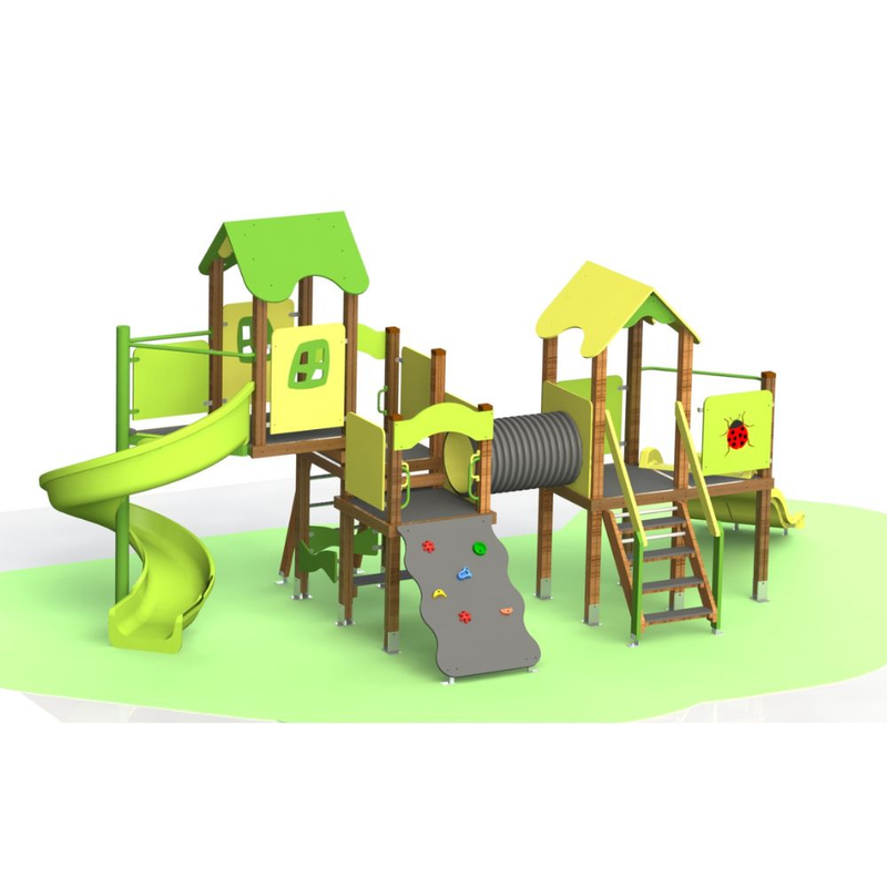 Loc de joaca pentru copii din lemn Happy Nature 23, exterior, 3-12 ani, 682x290x312 cm