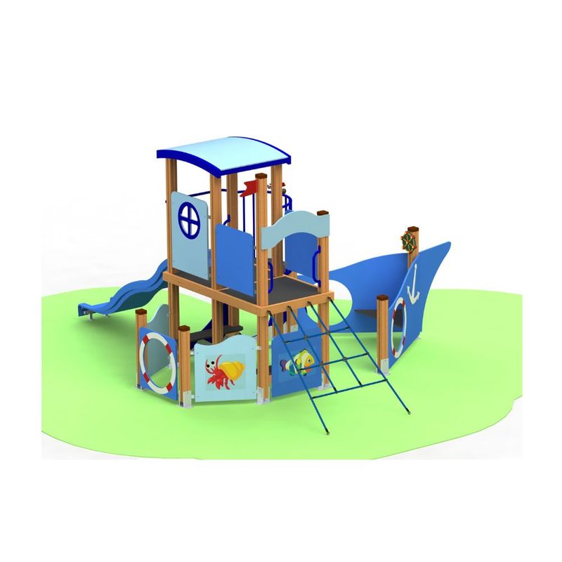 Loc de joaca din lemn pentru copii, Sea Life, exterior, 2-6 ani, 470x373x233 cm