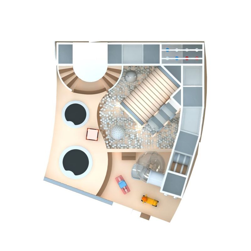 Loc de joaca modular de interior pentru copii modular Bunny Hills 80 mp, 3-12 ani