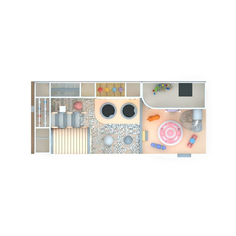 Loc de joaca modular de interior pentru copii modular Hoppy Place 84 mp, 3-12 ani
