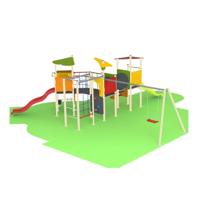Complex de joaca de exterior Happy Nature model 28, 3-12 ani, 713x652x256 cm