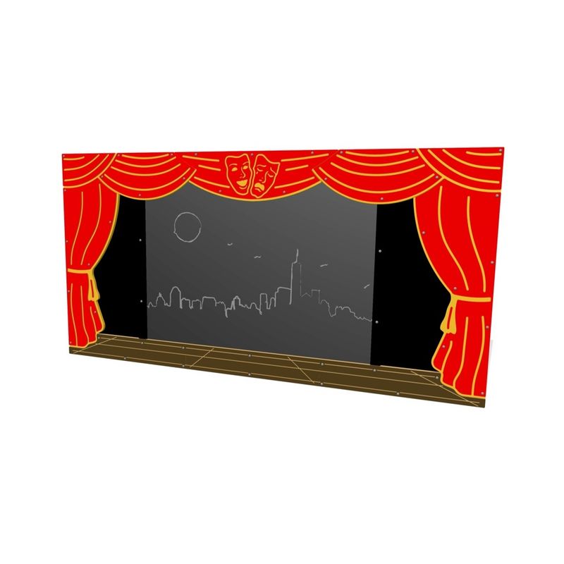 Panou interactiv Scena teatru pentru copii, +2 ani, 120x240 cm, lemn si plastic HDPE, rosu/negru