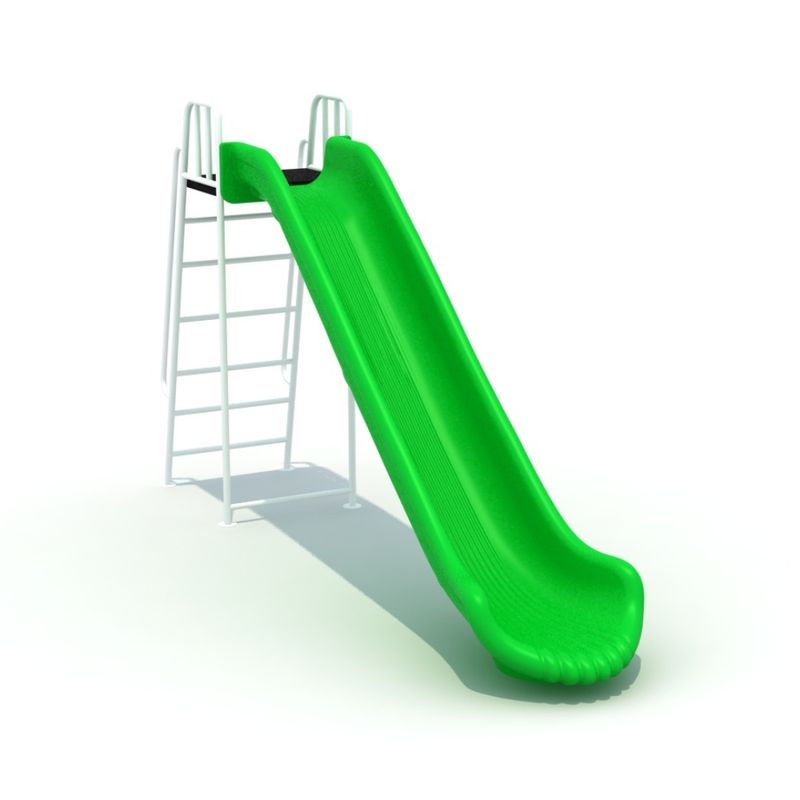Tobogan clasic de exterior pentru copii, 395x60x270 cm, metal si plastic LLDPE, verde