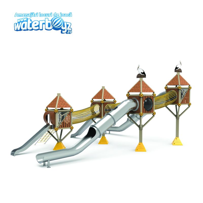 Complex de joaca pentru copii de metal Treehouse 8, exterior, 5-12 ani, 1200x900x610 cm