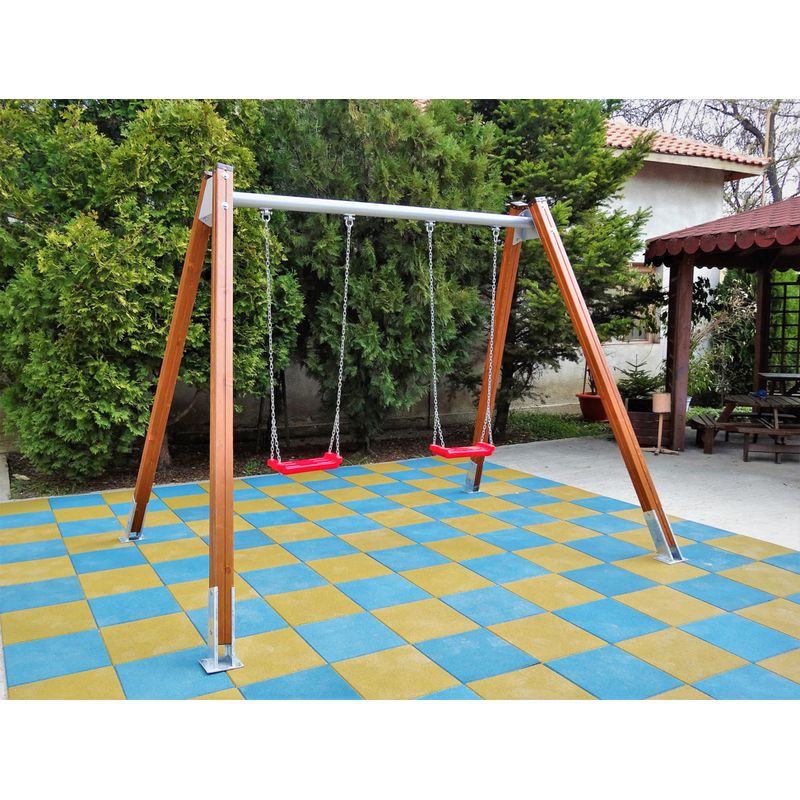 Leagan din lemn pentru copii 2 locuri, 3-12 ani, 291x187x189 cm