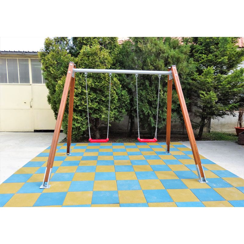 Leagan din lemn pentru copii 2 locuri, 3-12 ani, 291x187x189 cm
