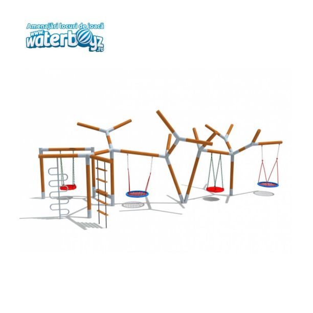 Ansamblu leagane si catarare pentru copii 6 locuri, 3-12 ani, 920x565x350 cm