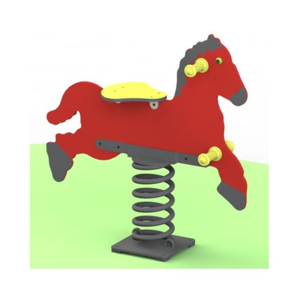 Balansoar pe arc pentru copii Calut, 1-4 ani, 86x24x86 cm, plastic si lemn, rosu