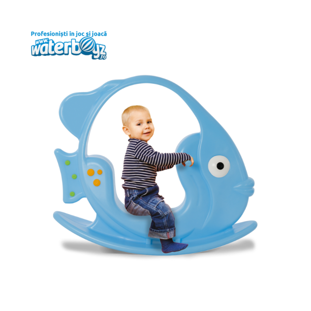 Balansoar pentru copii Peste, 0-3 ani, 102x34x87 cm, 1-3 ani, albastru