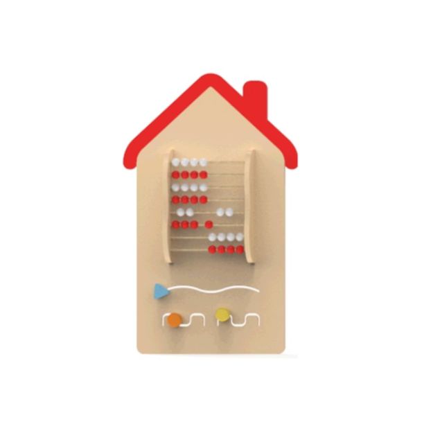 Panou interactiv de perete pentru copii Casuta 1, 110x57x2 cm, 0-3 ani