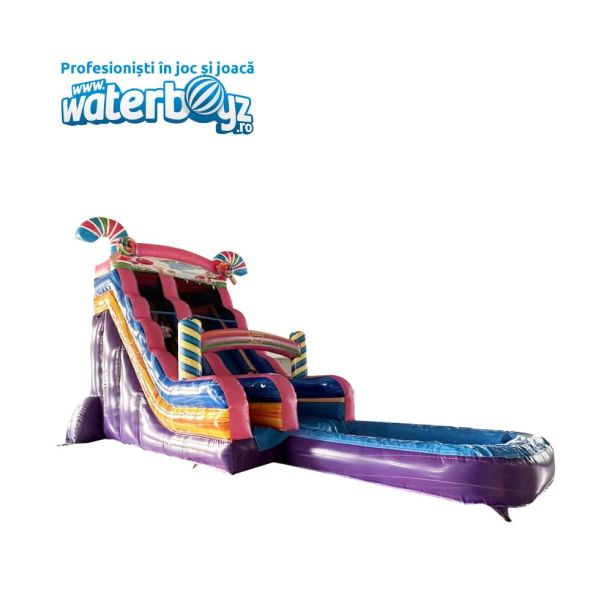 Tobogan gonflabil profesional cu apa Candy Land cu garantie 12 luni